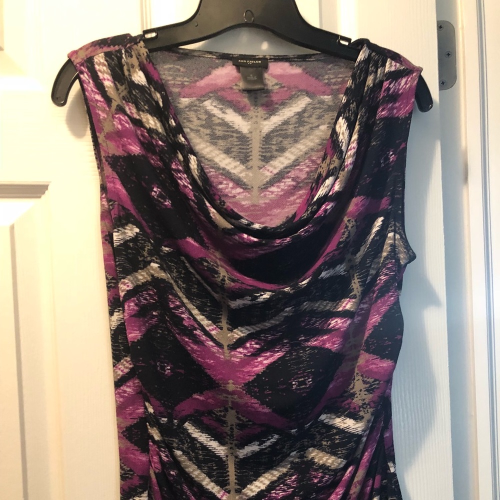 Ann Taylor draped tank top in beautiful print